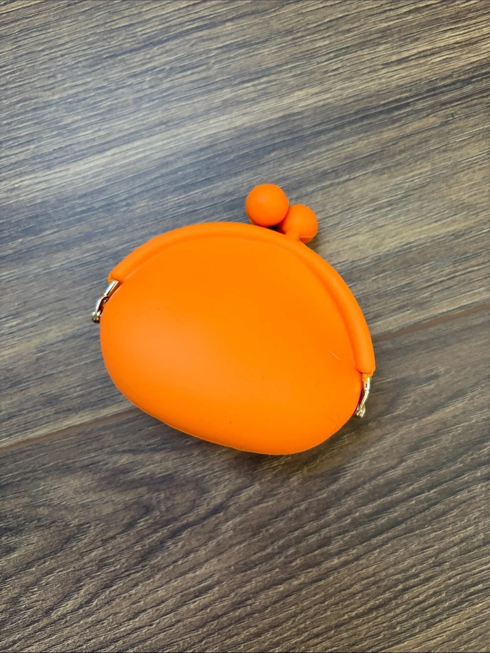 Bright Orange Silicone Coin Purse with Clasp Closure